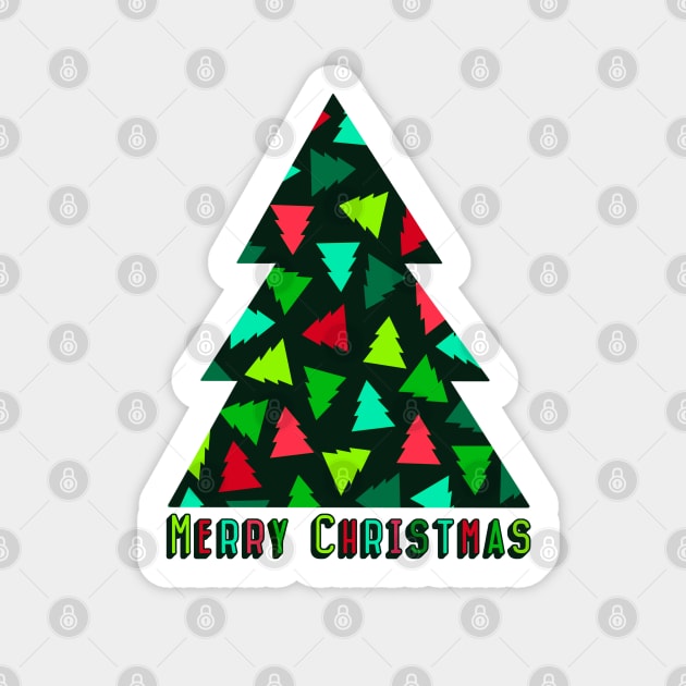 Christmas Tree Pattern in Green and Red Sticker by OneThreeSix